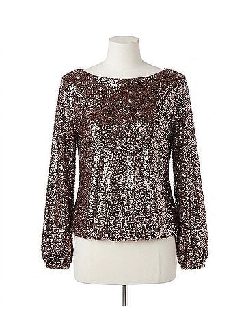 Karen Kane Sora Sequin Boatneck Top in Copper (view 1)