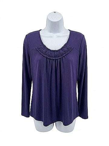 Keren Hart Women Scoop Neck Long Sleeve Tee in Purple (view 1)