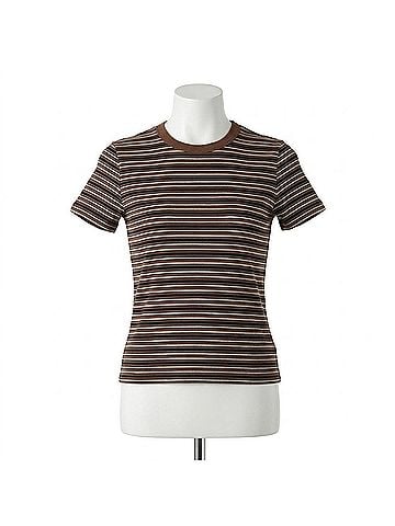 Pistola Alba Shrunken Tee in Bruna Black Stripe (view 1)