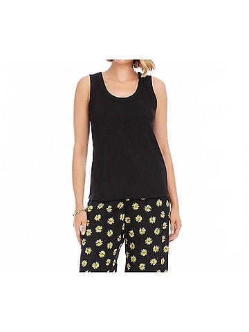 Karen Kane Ribbed Scoop Neck Tank in Black (view 2)