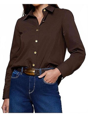 L'Agence Ellery Long Sleeve Blouse in Coffee Bean (view 2)