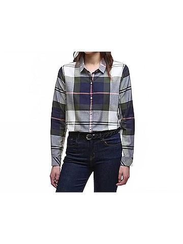 Barbour Moorland Shirt in Navy/Arabesque Check (view 2)