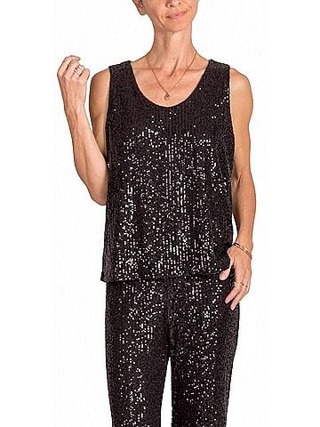 GiGi Moda Festa Sequin Tank Top in Black (view 2)