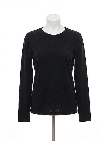 Enza Costa Cashmere Loose Long Sleeve Tee in Black (view 1)