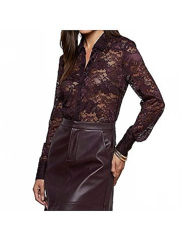 L'Agence Maia Floral Lace Blouse in Burgundy (view 2)