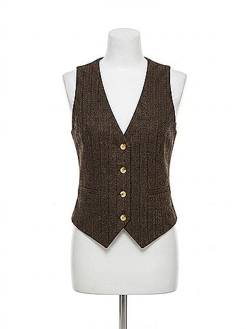 L'Agence Drina V Neck Vest in Brown/ Bronze (view 1)