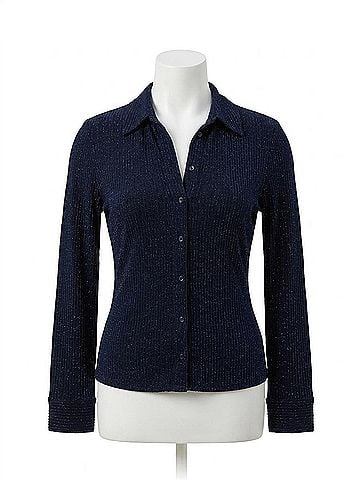 L'Agence Indiana Fitted Blouse in Midnight/ Metallic Pinstripe (view 1)