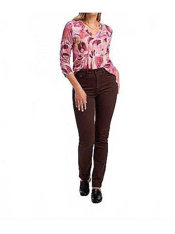 FDJ Thana Three Quarter Sleeve V-Neck Top in Gallery Print (view 2)