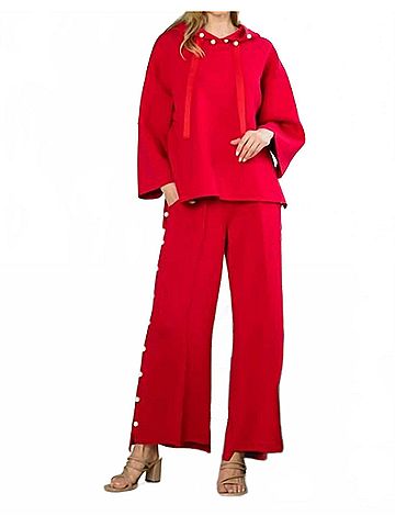 Joh Francine French Scuba Pearl Hoodie in Red (view 2)