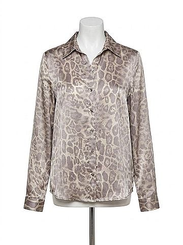 L'Agence Tyler Silk Blouse in Grey Multi Patch Leopard (view 1)