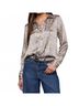 L'Agence Animal Print Gray Tyler Silk Blouse in Grey Multi Patch Leopard Size M - photo 2