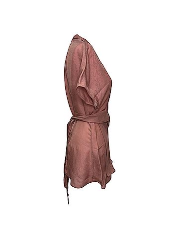 Rick Owens Rick Owens Draped Waffle-Knit Wrap Blouse in Pink Viscose (view 2)