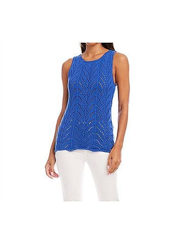 Karen Kane Crochet Sweater Tank in Blue (view 2)
