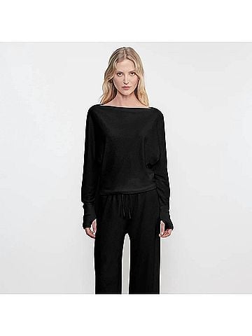 Enza Costa Jersey Dolman Top in Black Enza Costa (view 2)