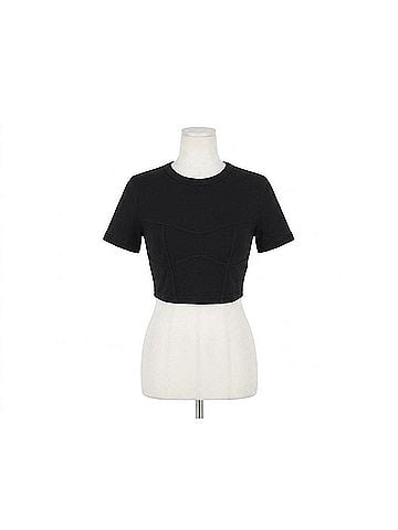A.L.C. Womens Wren Tee Cropped Top in Black (view 1)