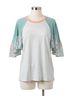 Adora Multi Color Patchwork Flared Sleeve Top in Deep Sage Size S - photo 1