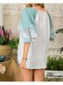 Adora Multi Color Patchwork Flared Sleeve Top in Deep Sage Size S - photo 3