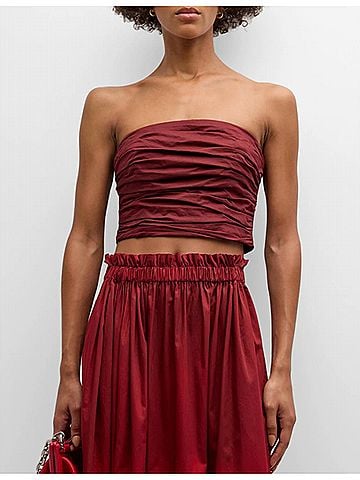 A.L.C. Gisele Gathered Tube Top in Syrah (view 2)