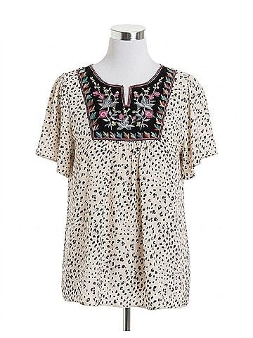 Hailey & Co. Leopard Printed Short Sleeve Top in Multi (view 1)
