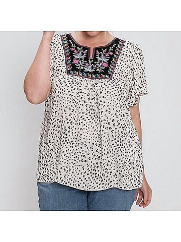 Hailey & Co. Leopard Printed Short Sleeve Top in Multi (view 2)