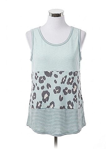 Hailey & Co. Leopard Stripe Tank Top in Mint (view 1)