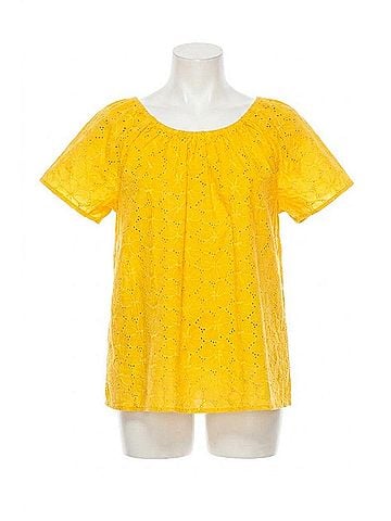 grand & greene Floral Eyelet Elastic Neckline Top in Yellow (view 1)