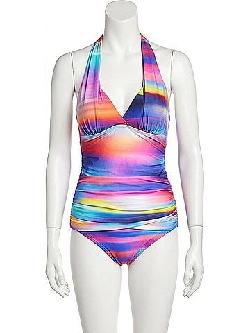 La Blanca Sunset Shores V-Neck Halter Tankini Swimsuit in Multi Brights (view 1)