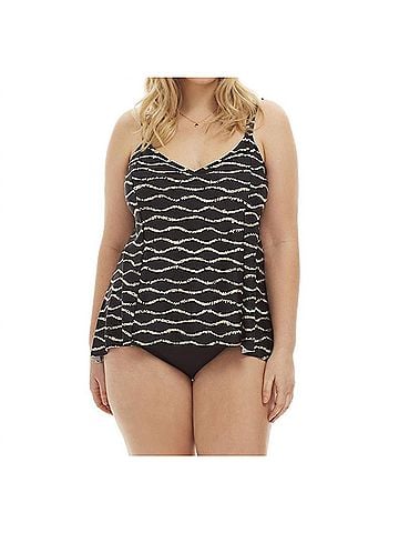 Always For Me Sand Dune Plus Size Tankini Top in Black/Gold (view 2)
