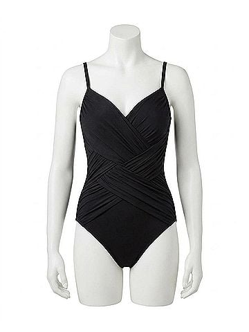 Gottex V-Neck One Piece Swimsuit in Lattice Black (view 1)