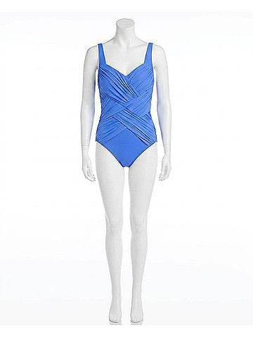 Gottex Contour Square Neck One Piece Swimsuit in Lattice Blue (view 1)