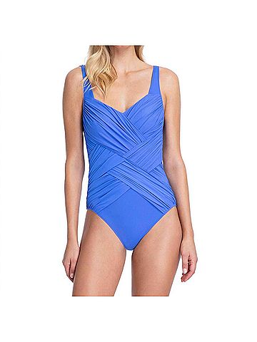 Gottex Contour Square Neck One Piece Swimsuit in Lattice Blue (view 2)