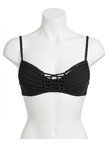 Becca No Strings Attached Macrame Bralette Bikini Top in Black (view 1)