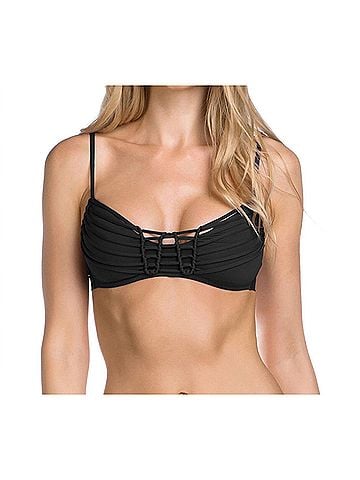 Becca No Strings Attached Macrame Bralette Bikini Top in Black (view 2)