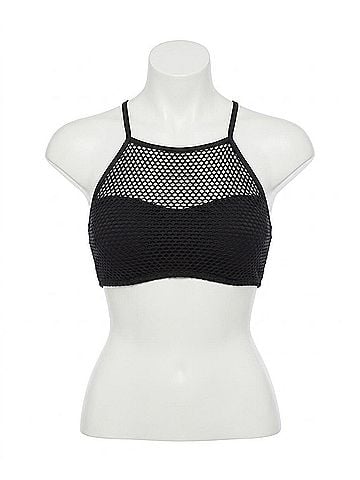 La Blanca All Meshed Up High-Neck Bikini Top - Plus Size in Black (view 1)
