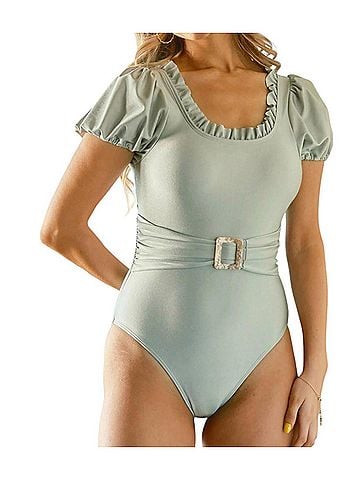 AndTheWhy Soak Up The Sun Swimsuit in Dusty Mint (view 2)