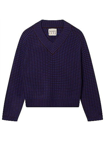 Jumper 1234 Women's Crop Rick Rack Vee Sweater in Hickory Violet (view 2)