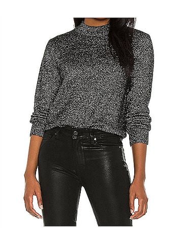 Astr Arabella Open Back Sweater in Black / Silver (view 2)