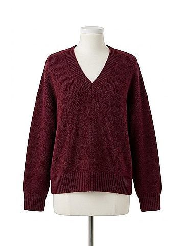 Pistola Talia Chunky V-Neck Sweater in Claret (view 1)