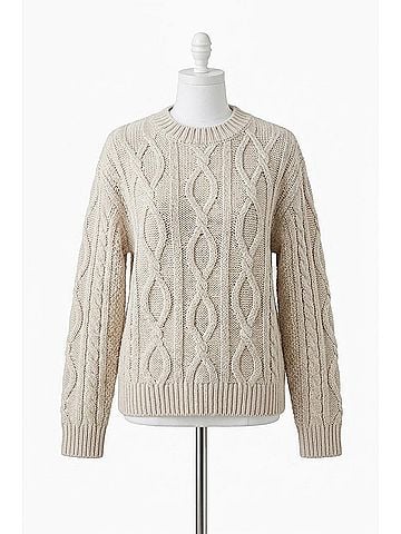 Elan Cable Knit Crewneck Sweater in Grey (view 1)