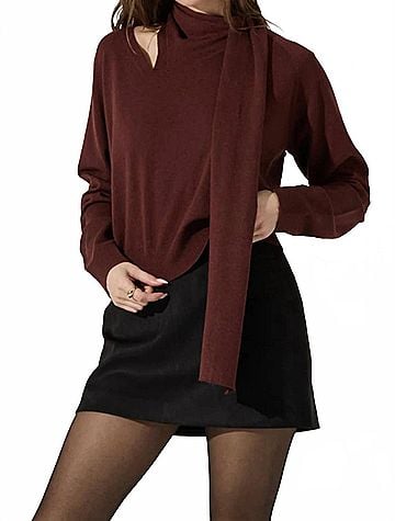Astr Silvana Sweater in Wine Brown (view 2)
