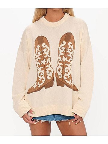 Show Me Your Mumu Stay Awhile Sweater in Cowboy Boots (view 2)