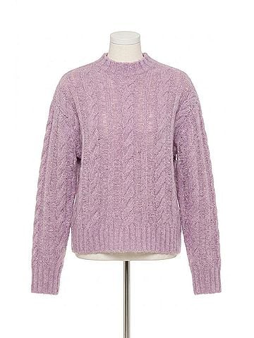 Astr Violetta Cable Knit Sweater in Lavender (view 1)