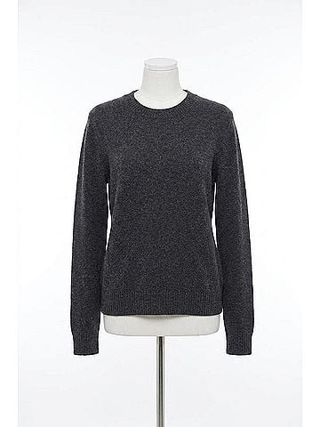 Enza Costa Cashmere Easy Long Sleeve Crew Top in Charcoal (view 1)