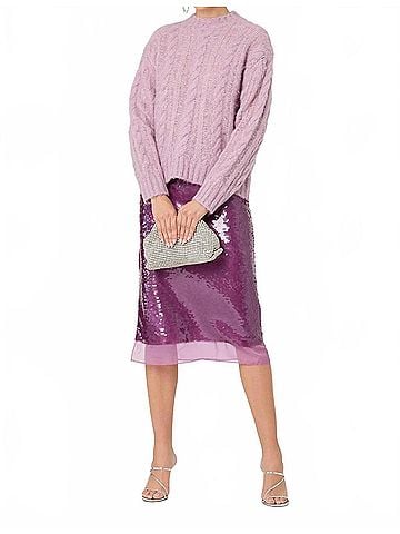 Astr Violetta Cable Knit Sweater in Lavender (view 2)