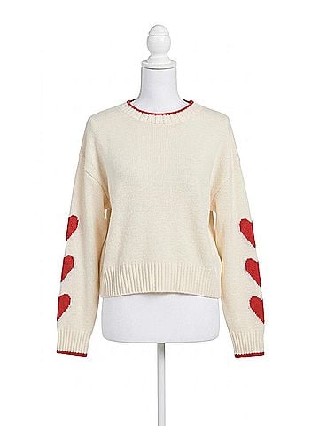 Elan Hearts Sweater Top in Red (view 1)