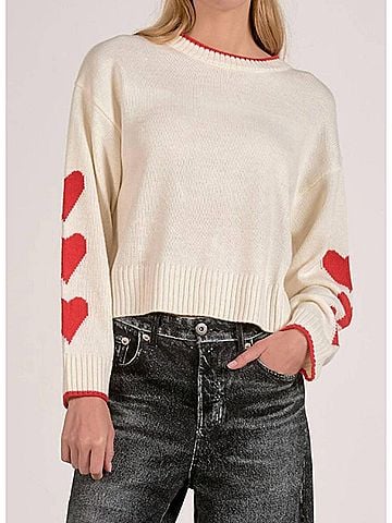 Elan Hearts Sweater Top in Red (view 2)