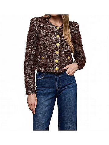 L'Agence Una Knit Cardigan in Chocolate Multi (view 2)
