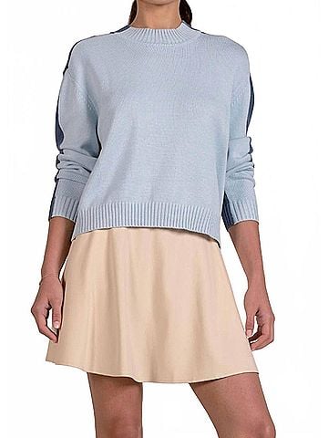 Elan Colorblock Sweater Top in Light Teal (view 2)
