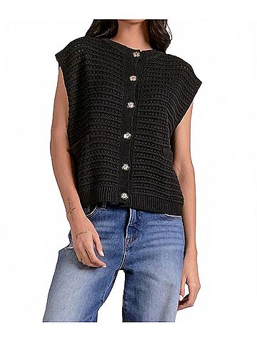 Elan Ayla Sweater Vest in Black (view 2)