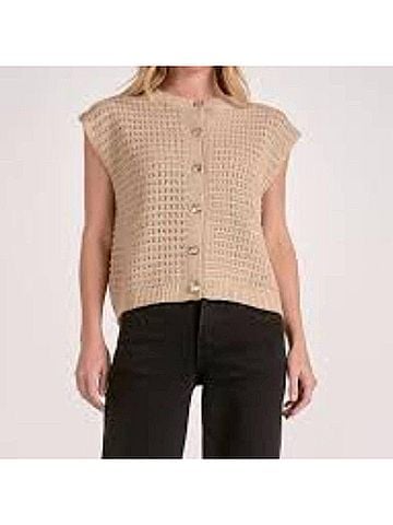 Elan Knitted Sleeveless Vest in Taupe (view 2)